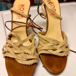 Michael Kors Brown and Tan Rope Sandals